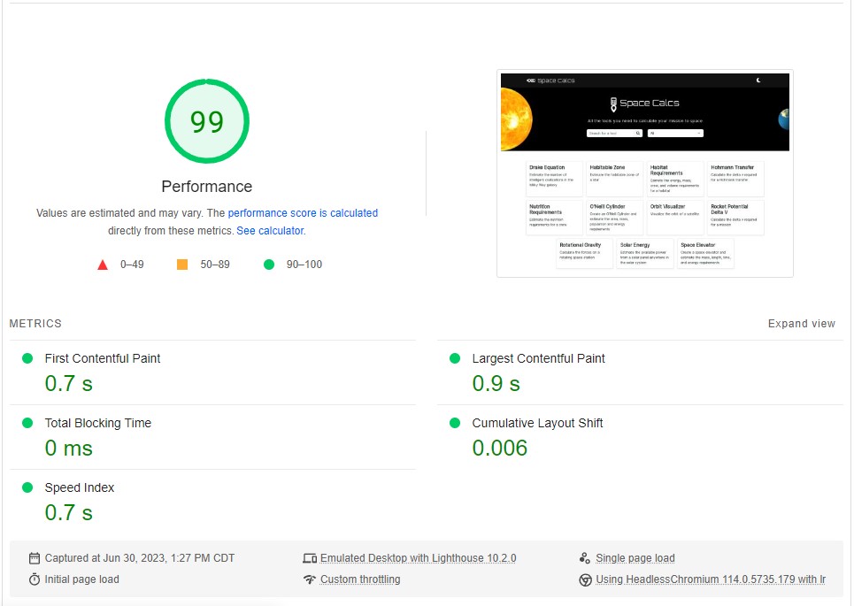 Pagespeed Results